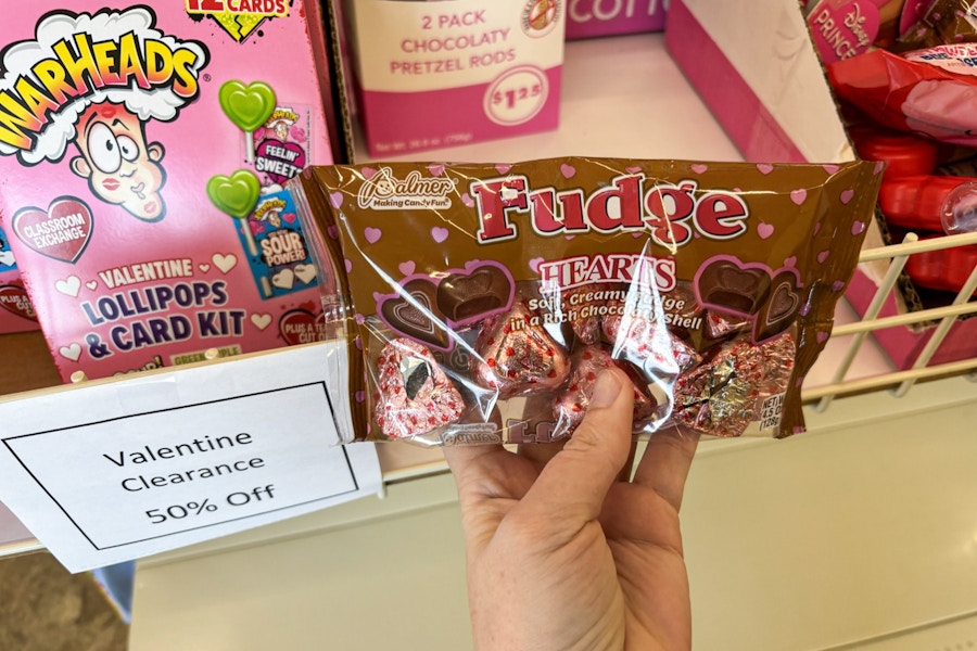 hand holding fudge hearts clearance