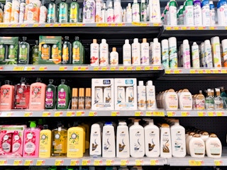 Hair Care Aisle in Walmart Store (shampoos and conditioners)