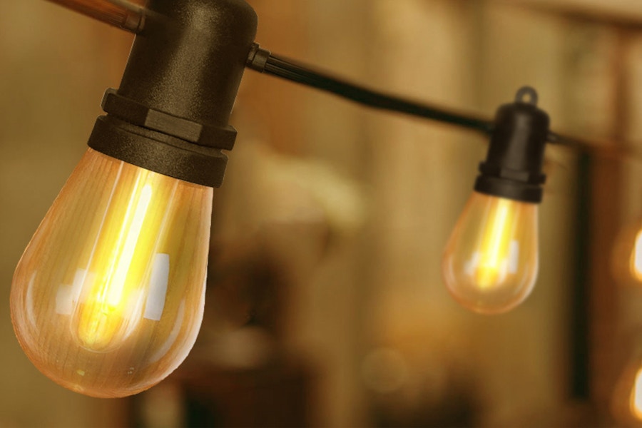 outdoor string lights hanging outside