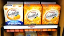 A carton of goldfish on a store shelf