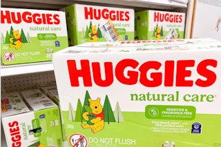 huggies baby wipes on shelf in store