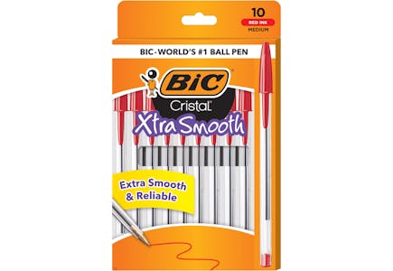 Bic Cristal 10-Ct Pens, Red