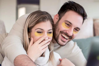a couple wearing under eye gels