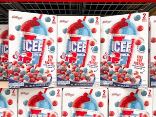 Boxes of ICEE cereal stocked at Sam's Club