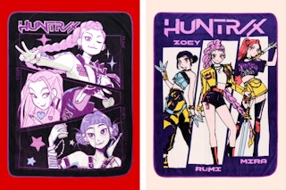 2 styles of KPOP Demon Hunter throw blankets (stock images)