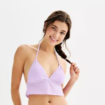 Juniors' Apron Crop Tankini Swim Top