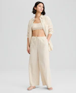 Women's Striped Wide-Leg Pants