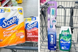 collage with scott, crest, and oral-b products