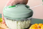 a person using a vegetable chopper