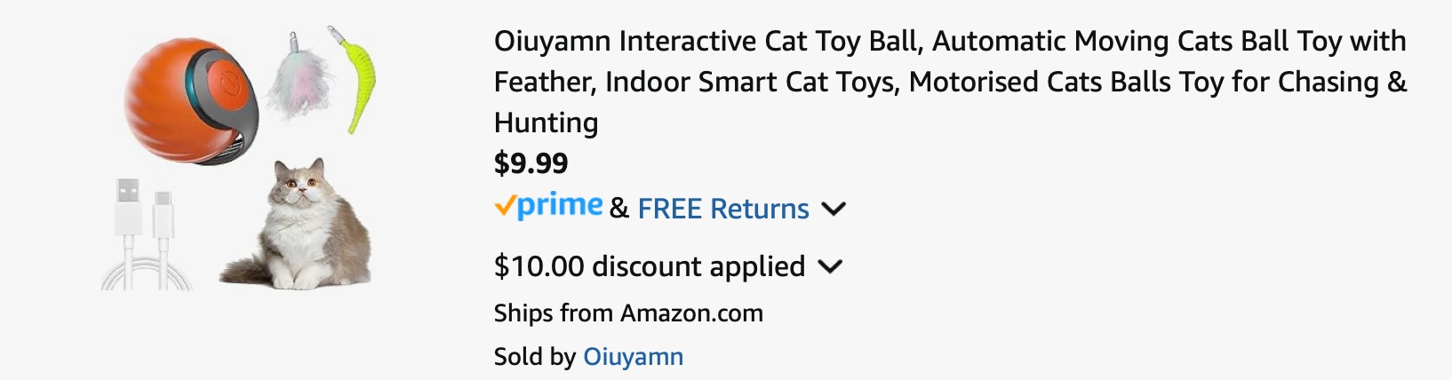 Amazon Interactive Cat Toy Ball 2025