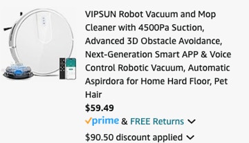 Robovac Amazon Receipt