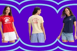 3 women's graphic tees side by side