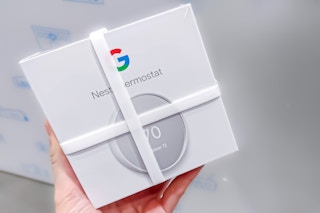 In-store photo of a Google Nest Learning Thermostat