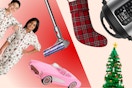 kids' pajamas, Dyson vacuum, Barbie car, plaid stocking, Lego Christmas Tree, Instant Pot