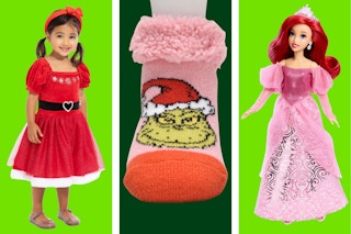 Toddler Christmas dress, baby Grinch socks & a Disney Princess Ariel doll