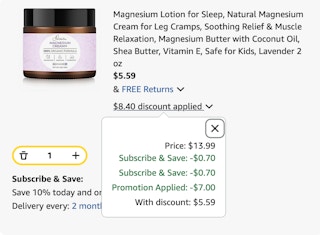 Lotion Amazon receipt