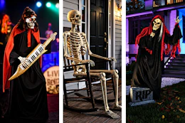 3 lifestyle images of Skeleton Halloween Decor