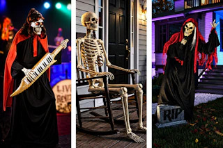 3 lifestyle images of Skeleton Halloween Decor