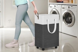 Large Rolling Laundry Hamper, Just $9.99 on Amazon card image