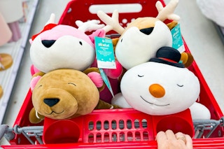 pillowfort weighted holiday plush throw pillows in target shopping cart