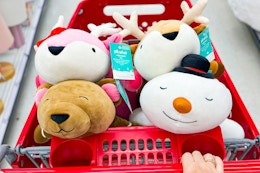 pillowfort weighted holiday plush throw pillows in target shopping cart