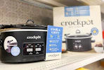 crock-pot programable slow cooker sitting on a target shelf