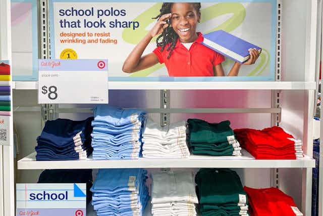 Kids' School Uniform Sale at Target: $3 Shirts, $9 Bottoms, $10 Dresses card image