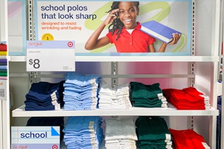 cat & jack uniform shirts sitting on a target shelf
