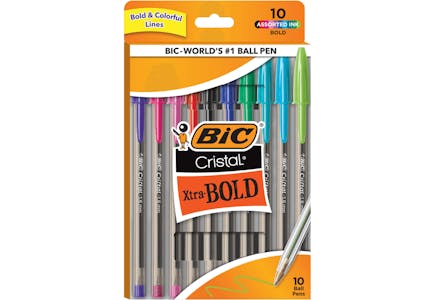 Bic Cristal 10-Ct Pens, Multi