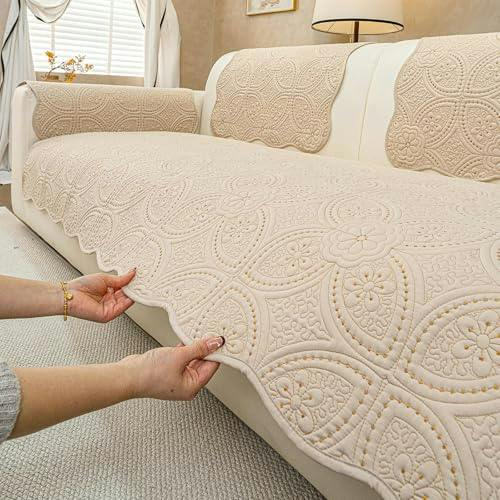 Floral Pattern Quilted Couch Cover