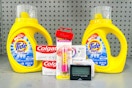 tide, colgate, and maybelline products on a shelf