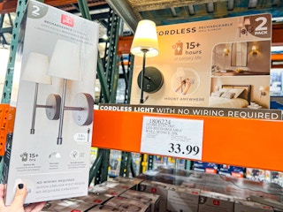 costco Globe Electric Wireless Rechargeable LED Integrated Wall Sconce 2-pack handheld