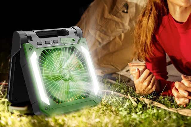 Rechargeable Solar Camping Fan, Only $31.99 on Amazon (Reg. $70) card image