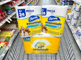bounty and charmin products in walgreens cart