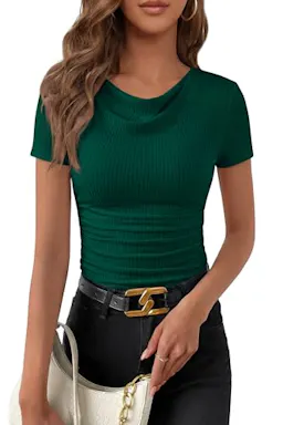 PRETTYGARDEN Women's Cowl Neck Tee