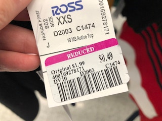 The lowest clearance price you'll ever find at Ross is $0.49