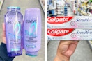 collage with L'oreal elvive hair care and colgate toothpaste