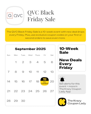 a calendar confirming the date of the QVC black friday sale in september 2025