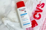 eucerin lotion on a cvs shopping bag