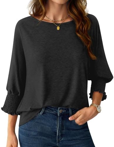 Women's 3/4 Sleeve Smocked Blouse