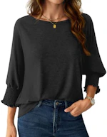 Women's 3/4 Sleeve Smocked Blouse