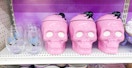 halloween skulls and cups on a michaels shelf