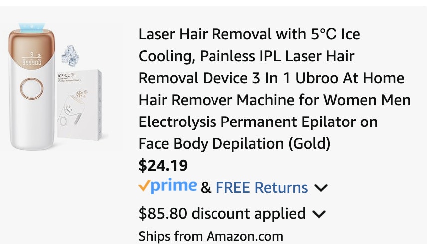 laser hair tool Amazon receipt