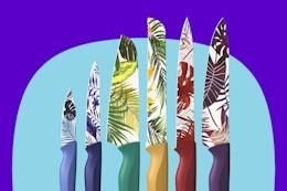 Set of 6 Stainless Steel Knives With Sheaths, Now $15 on Amazon card image