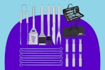 Anpro Grilling Accessories Grill Kit- Grill Set on a purple background.