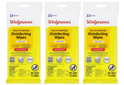 3 Walgreens Disinfecting Wipe Packs