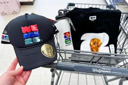 world cup merch and a walgreens shopping cart