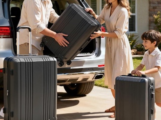 a family loading a set