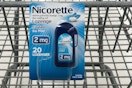 nicorette lozenges in front of cart