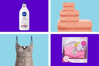 Nivea lotion, Mainstays bath towel set, nightgown, and Disney Princess purse